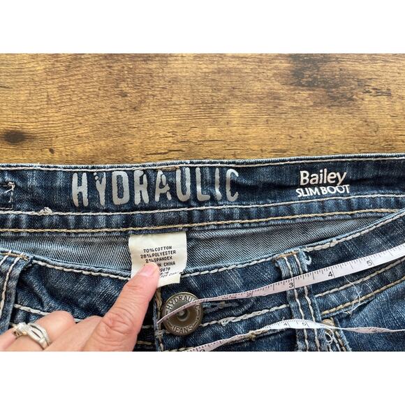 Hydraulic Womens 15/16 Bailey Slim Boot Distressed Blue Jeans Rodeo - Picture 6 of 10